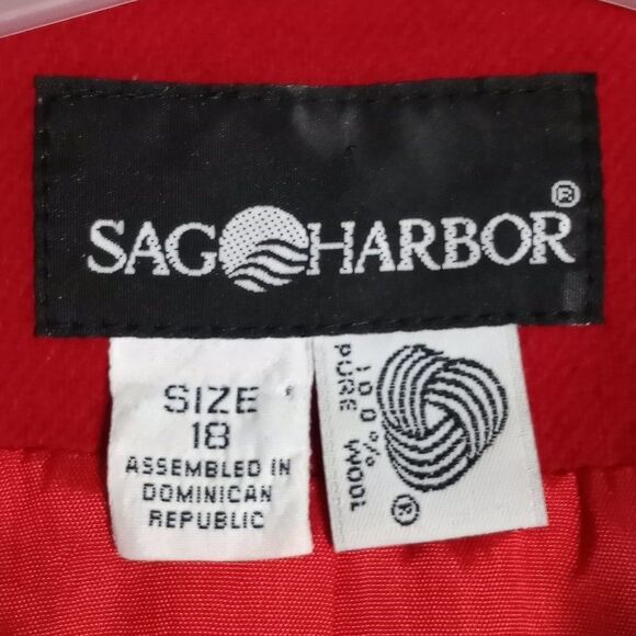 Sag Harbor Women's 100% Pure Wool Full Zip Fully Lined Red Short Jacket Size 18 - Picture 10 of 10